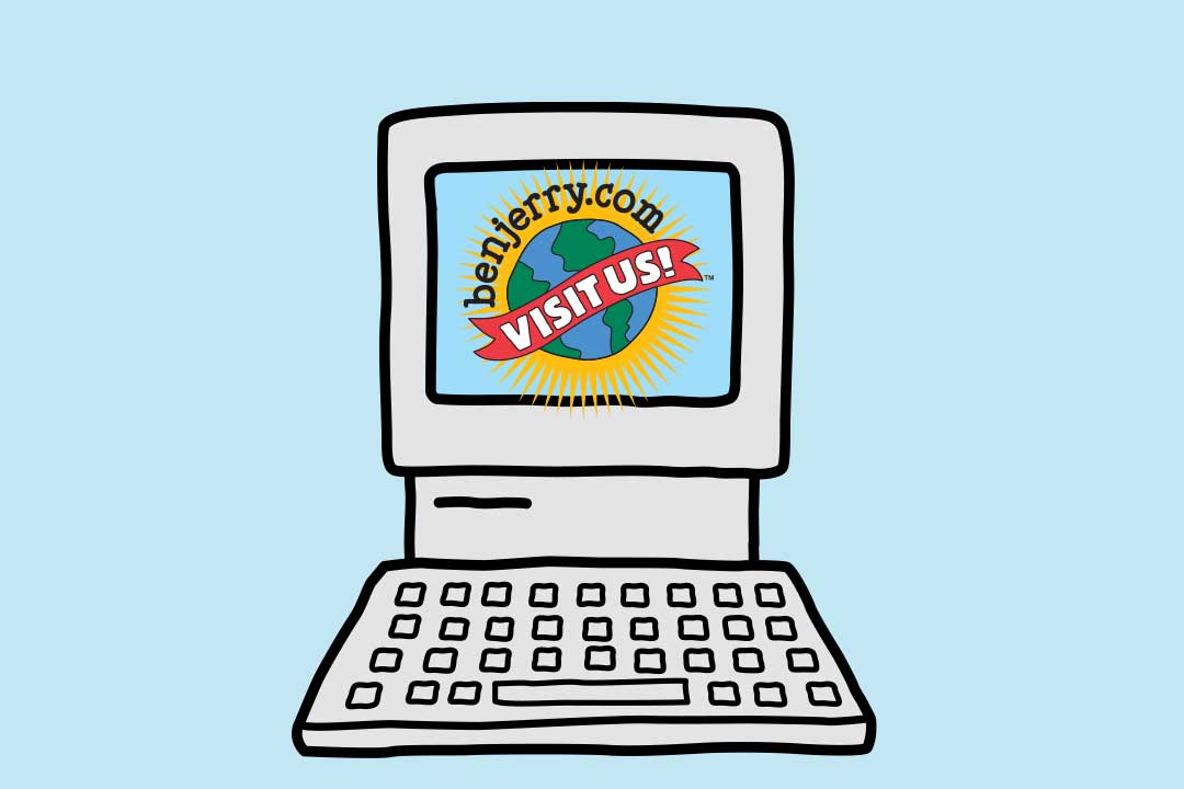 Computer con schermo che dice Visitaci